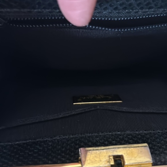 Judith Leiber Black Lizard Gemstone Top Clutch with Strap - Picture 11 of 15